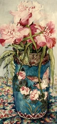 Pivoines dans un vase cloisonné